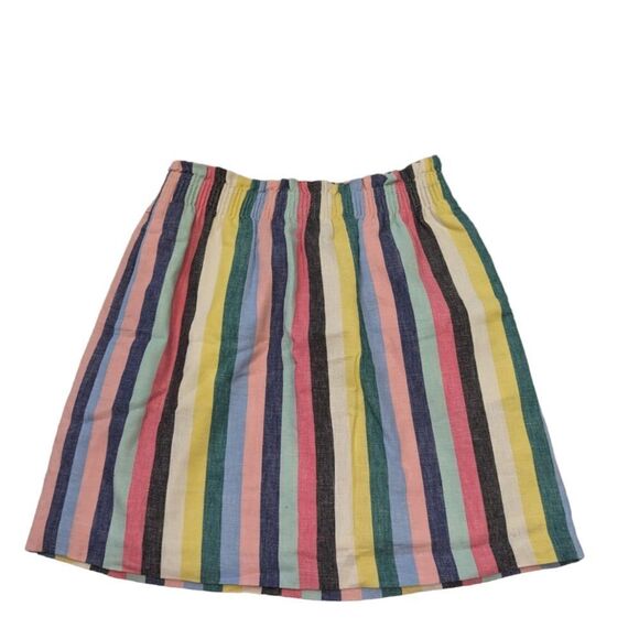 J. Crew skirt women's size zero linen blend mini multi-colored stripe soft - Picture 1 of 7